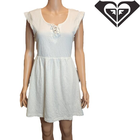 Roxy Born in Paradise Dress NWT White Med - Picture 1 of 9